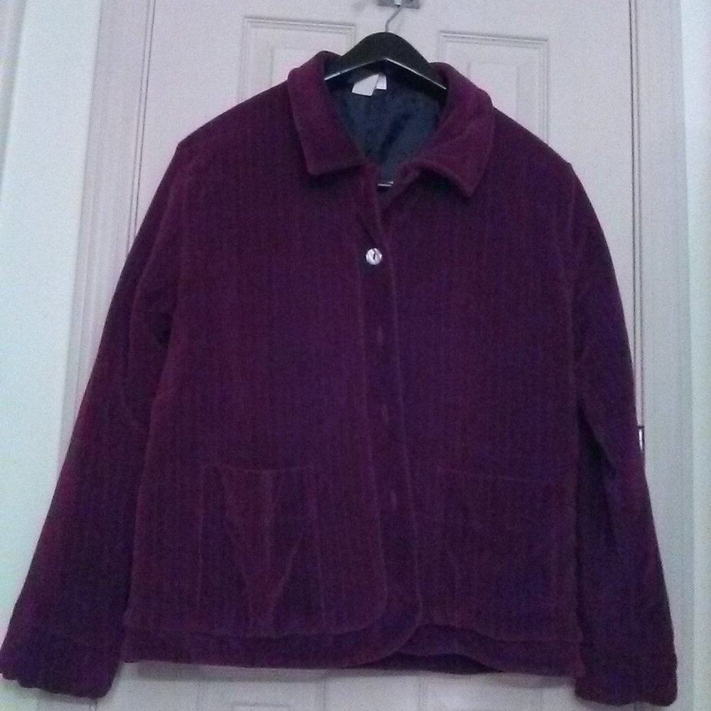 Vtg Blushe by Spiegel Quilted Cotton Velvet Jacket